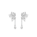 Women's S999 Silver Sweet Tassel New Butterfly Earrings