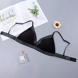 Girls gather triangle cups tube top underwear ladies sexy ice silk anti-goal wrapped chest without steel ring bra