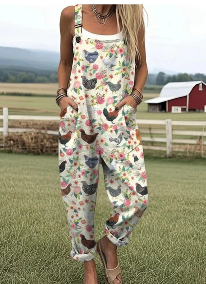Digital 3D Printed Button Strap Women's Casual Pants