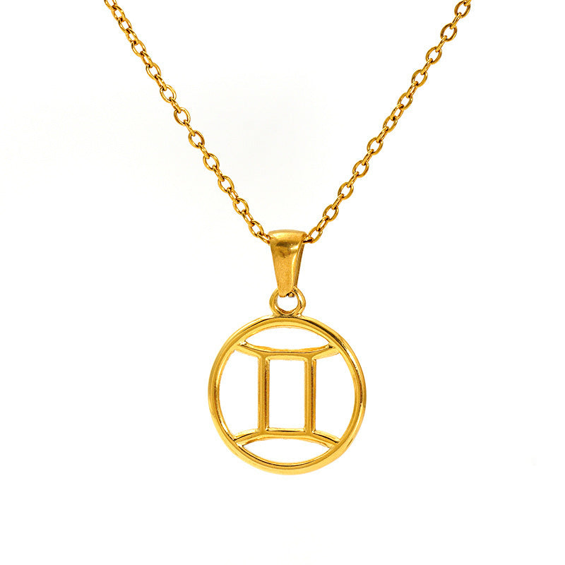 Fashion Titanium Steel Necklace Twelve Constellation