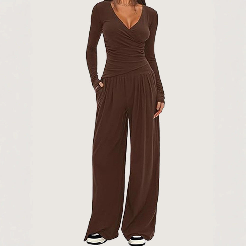 Women's Wide-leg Pants Long-sleeved Sportswear Suit