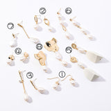 Vintage geometric metal pearl asymmetric earrings design personalized earrings