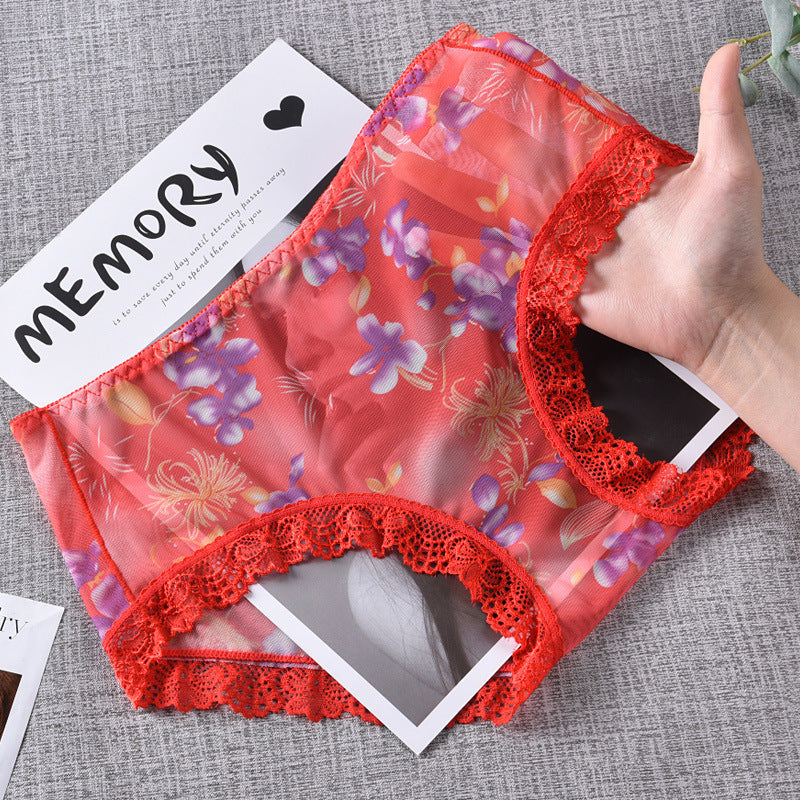 Ladies Printed Mesh Japanese Perspective Panties