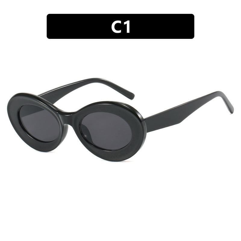 European And American Retro Oval Small Frame Sun Glasses