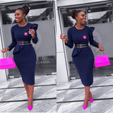 Plus Size Women's Solid Color Sexy OL Sheath Pencil Skirt African Dress