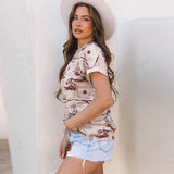 European And American Leisure All-matching Printed Loose T-shirt