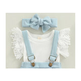 3Pcs Infant Baby Girl Outfits,Summer Clothes Sets Ruffle Ribbed Romper
