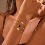 French Elegant Square Zircon Minimalist Titanium Steel Bracelet Does Not Fade