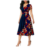 African Batik Double-sided Printed Short-sleeved Women's Cotton Dress