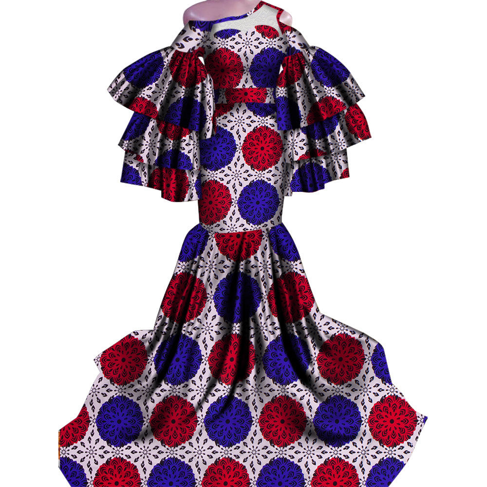 African Print Traditional Fishtail Dress Floor-length Dress