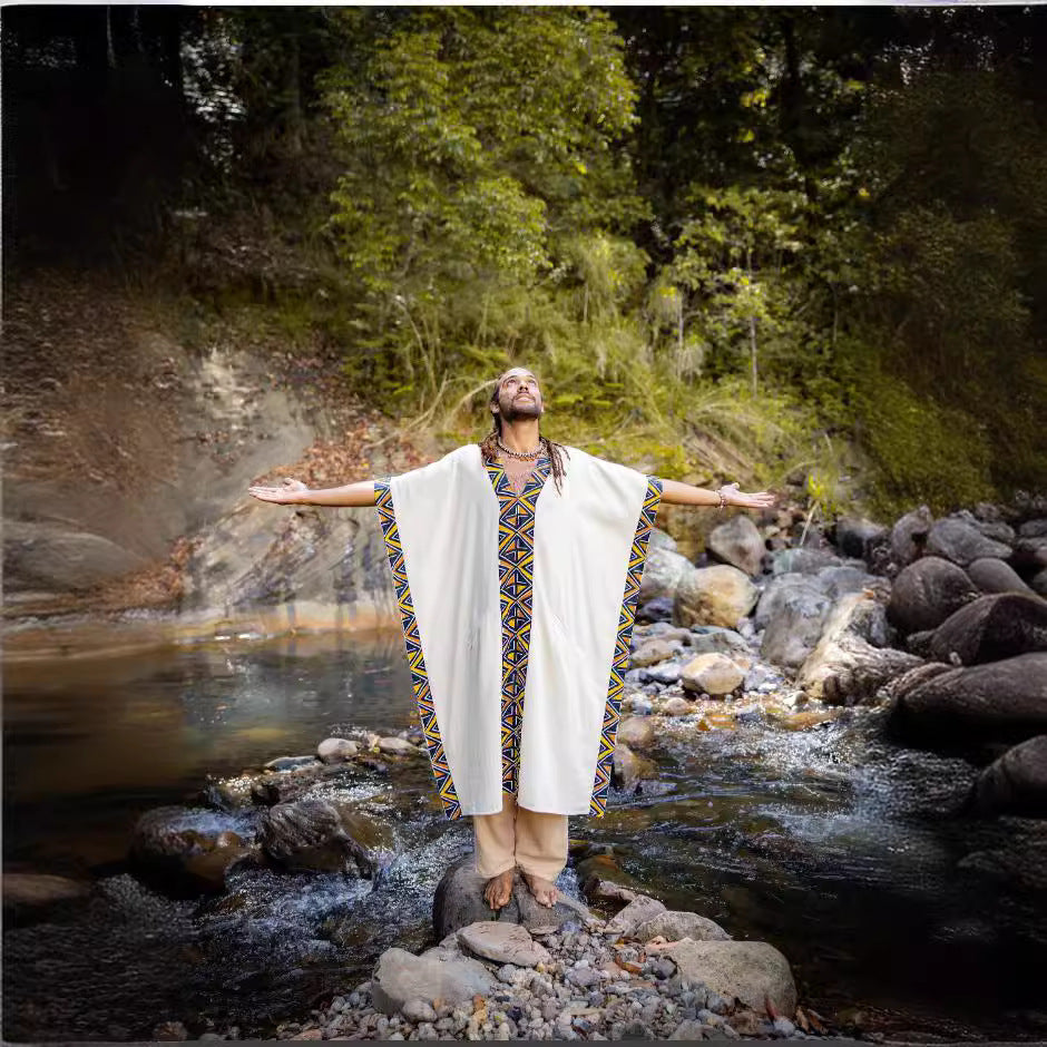 Maxi African Tribal Pattern Ethnic Style Handmade Robe Pocket Skirt