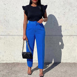 Elegant OL Professional Suit Pants Slim Skinny Pants African High Waist Casual