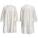 Women's Loose Solid Color Puff Sleeve Dress