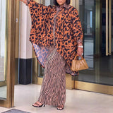 Printed Style Shirt Wide Leg Pants Two-piece Set African Suit