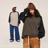 Heavy Contrast Color Raglan Sleeve Long Sleeve