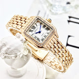 Classic Retro Square Waterproof Women's Diamond-embedded Watch