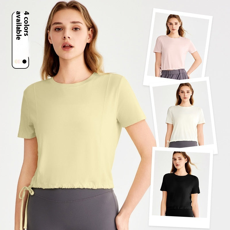 Loose Sports Top Drawstring At Hem Commuter T-shirt