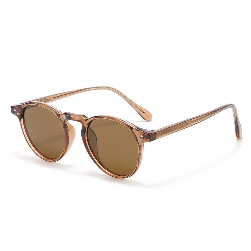 Japan And South Korea Vintage Round Frame TR Polarized Sun Glasses