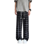Plaid Ice Silk Men's Summer Thin Cool Casual Trousers