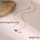 Fashion Design Love Heart-shaped Natural Stone Pendant Titanium Steel Necklace Ins