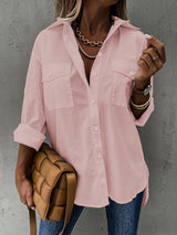 Simple Casual Long Sleeve Shirt With Pocket
