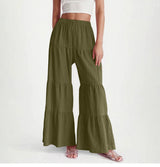 Pleated Elastic Waist Pants Female Wide-leg Casual Pants