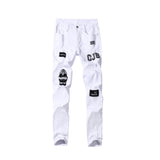 AliExpress White High-end Denim Men's Trousers Cross-border Foreign Trade Hole Trend Black Slim Jeans Men