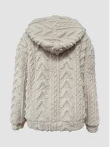 Olid Teddy Bear Textured Hoodie Casual Long Sleeve Kangaroo Pocket Hoodie Sweatshirt