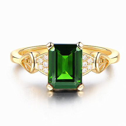 Gold Plated Emerald Square Diamond Ring