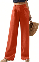 Women's Elastic Waist Wide Leg Casual Trousers