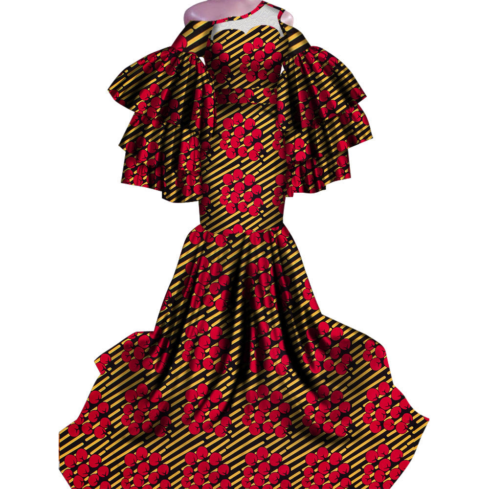 African Print Traditional Fishtail Dress Floor-length Dress