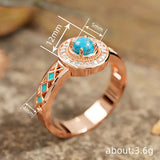 Women's Turquoise Ethnic Style Oil Micro Inlaid Zircon Ring