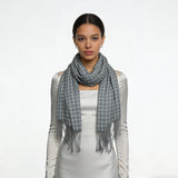 2pcs Deep Fringe Adds Movement Grey Acrylic Scarf With Fringe ,Luxe Look For Evening Wear,Scarf,vacation,daily Life,evening Party,Office Appropriate Subtlety For Women Men