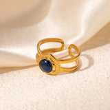 Colored Loving Heart Hollow Open-end Titanium Steel Adjustable Ring