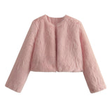 Polyester Imitation Fur Women's Short Cardigan Coat