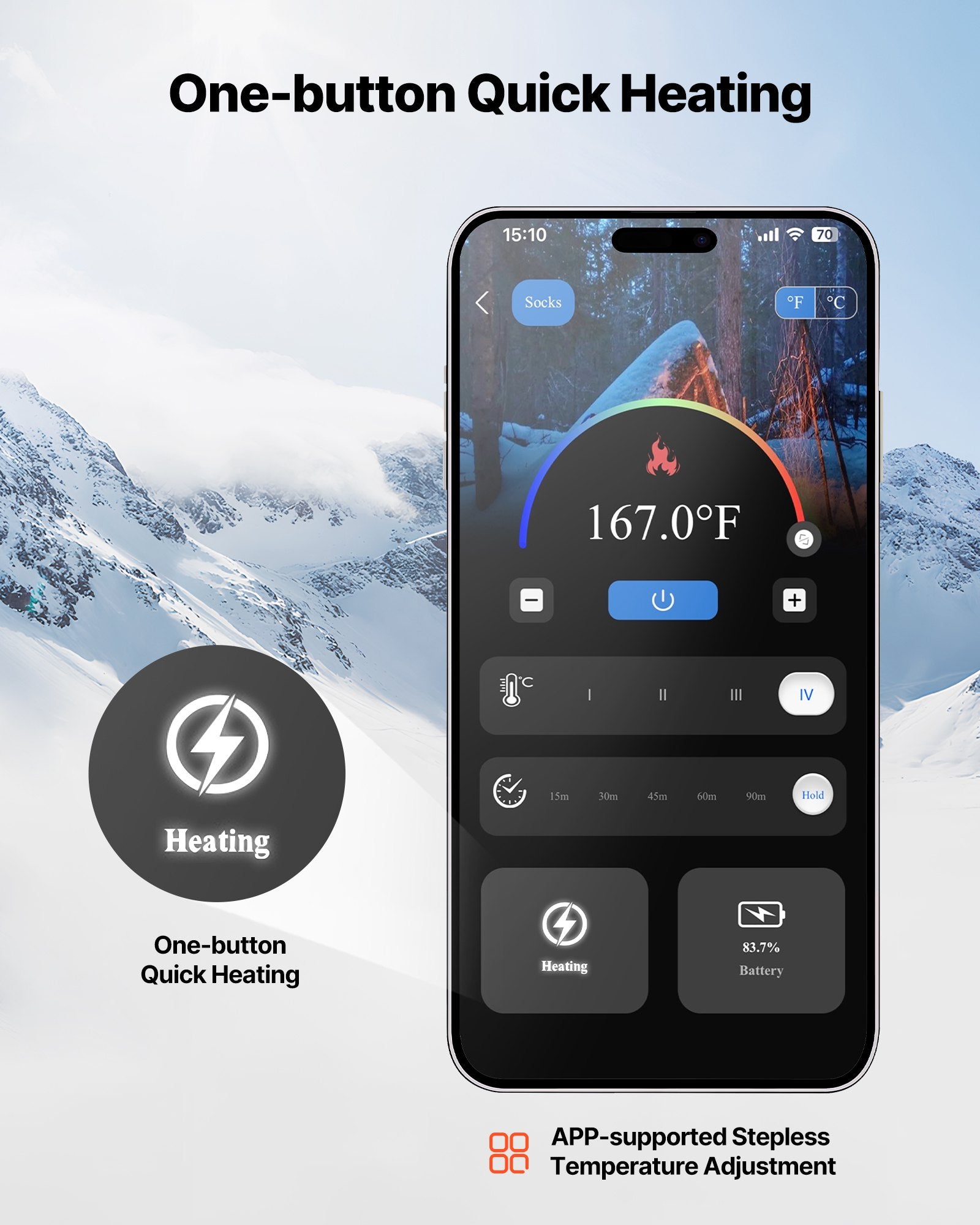 Heated Socks, 6000mAh Battery Powered, Rechargeable Heating Socks With 4 Heating Levels, Electric Heated Sock With APP Control For Men Women, Foot Warmer For Hunting Riding Camping Hiking