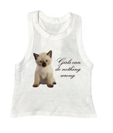 Cute Cat Letter Print Vest Sling Girl Slim Fit