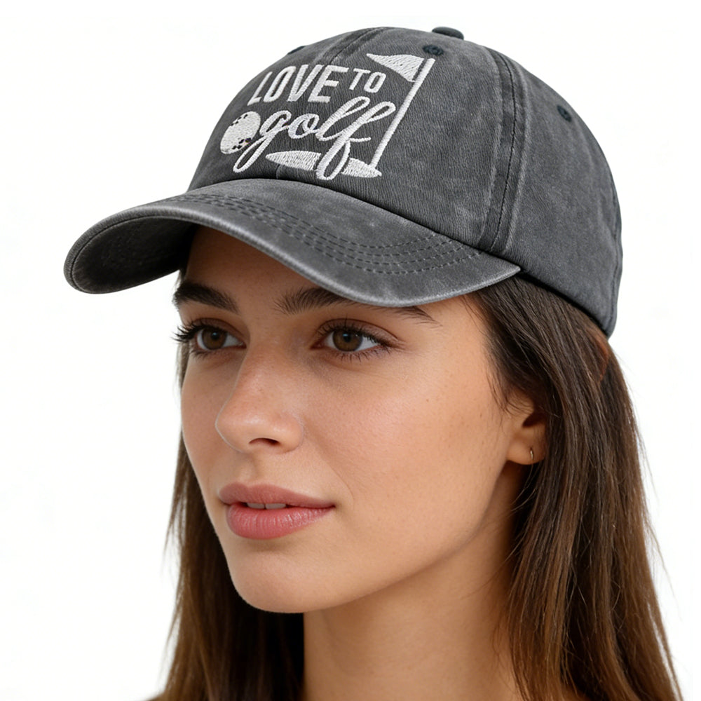 2pcs Golf Hats For Men Women, Golf Gifts For Mom Dad, Adjustable Embroidered Wash Cotton Baseball Cap