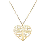 Women's Necklace Name Custom Hollow Heart English Letter Lucky Tree Titanium Steel Pendant Ornaments