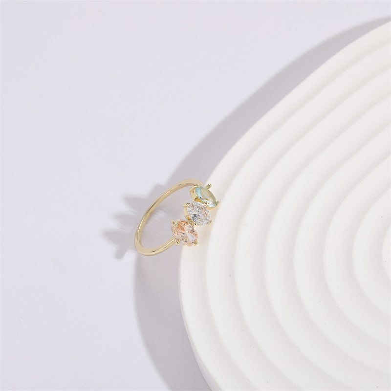 Mother's Day Birthstone Horse Eye Tricolor Zircon Ring