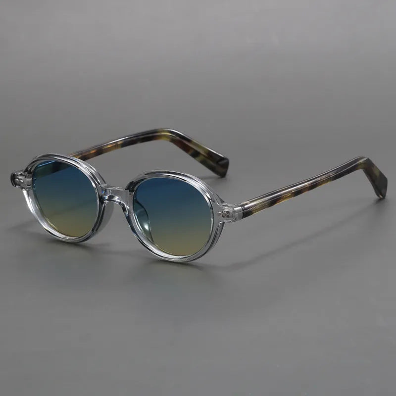 Retro Oval Black Frame Sun Shade Glasses