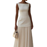 Solid Color Sleeveless Knitted Vest Sexy Slim Knit Dress