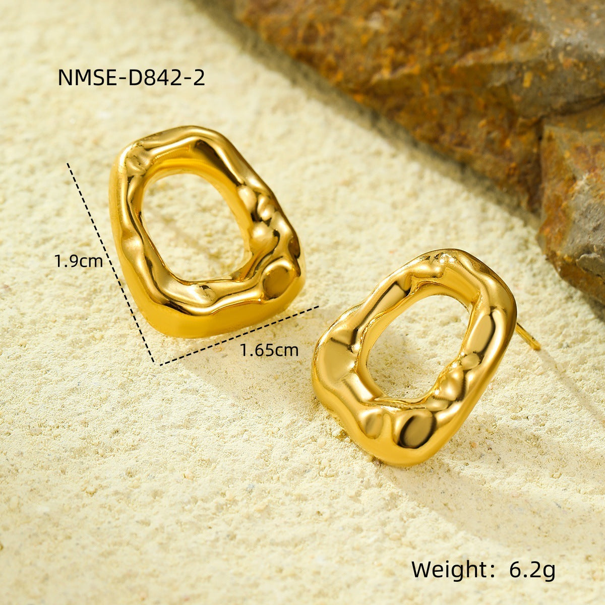 European And American Fashion Ins Exaggerated Titanium Steel Earrings 18K Gold Plating Non-fading Design Sense