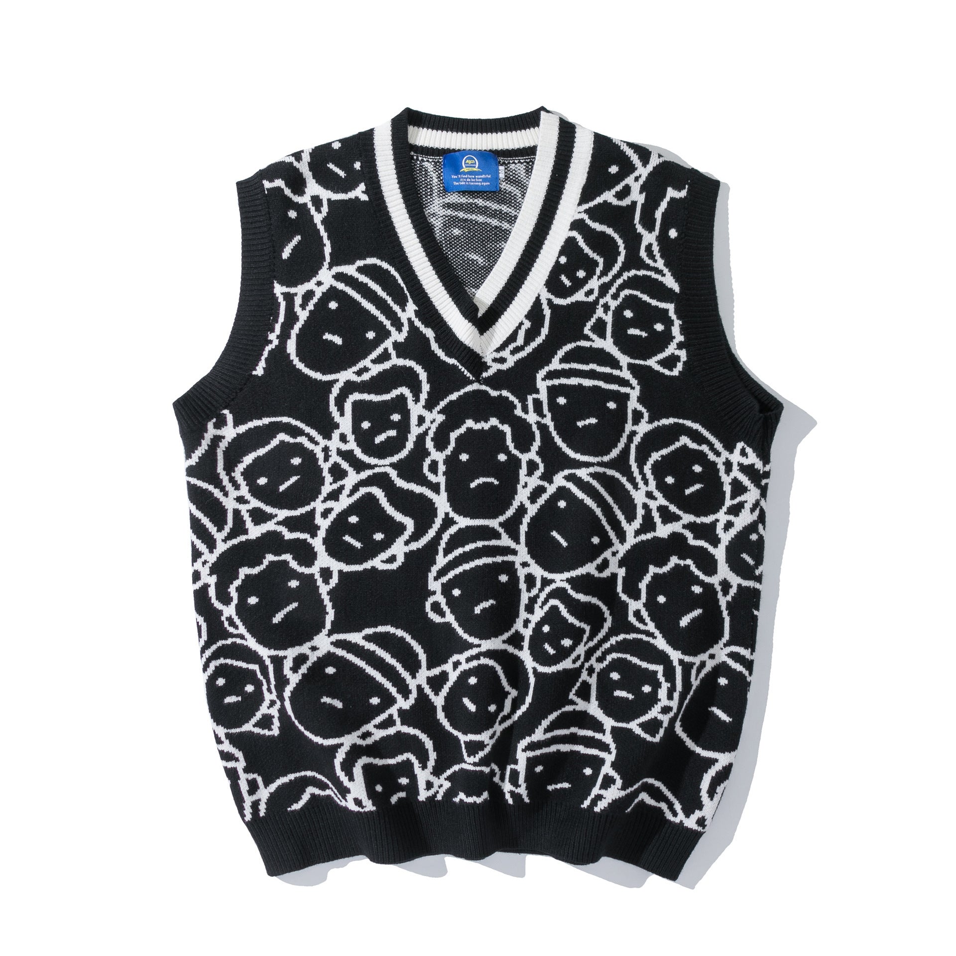 Knit Sweater Couple Printing Sleeveless Sweater Men