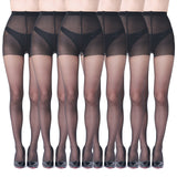 6Pairs Womens 20D Ultra Sheer Tights With Control Top Run Resistant Pantyhose