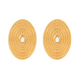 European And American Exaggerated French Oval Spiral Disc Stainless Steel Earrings 18K Gold Plating