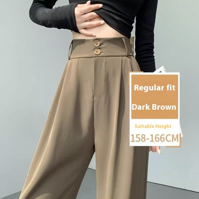 High Waist Slimming Draping Effect Straight Casual Loose Wide Leg Pants