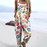 Digital 3D Printed Button Strap Women's Casual Pants
