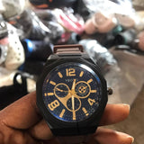 Men's Leather Strap Sports Pointer Quartz Watch