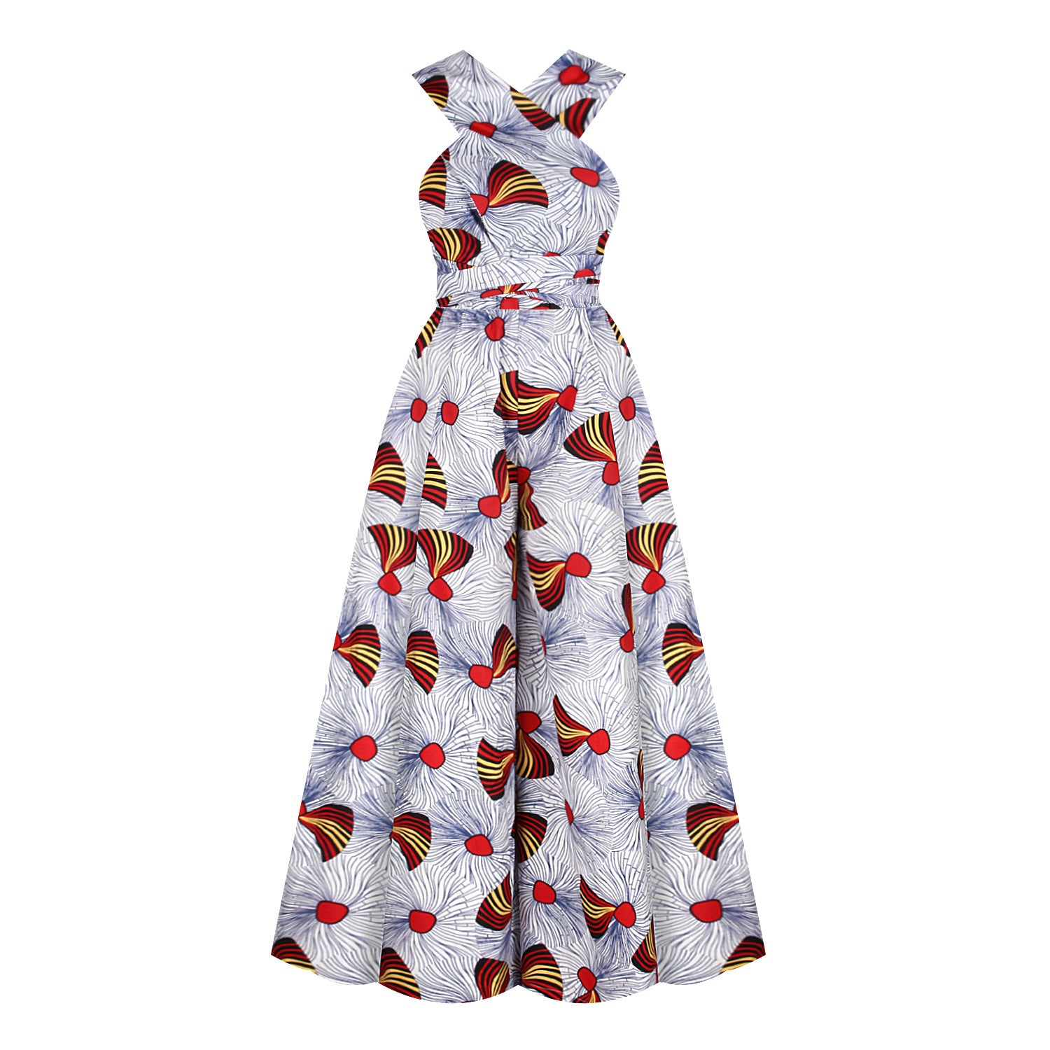 Explosive Windmill Digital Printing African Style DIY Strappy Jumpsuit